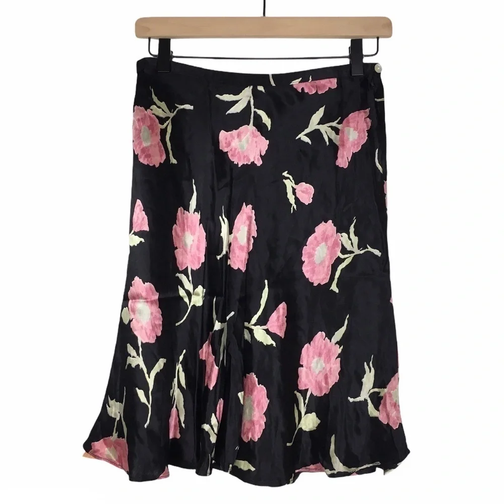 EXPRESS Skirt Vintage 90s Y2K Floral Silky Satin Shiny Fairy Core Size Medium